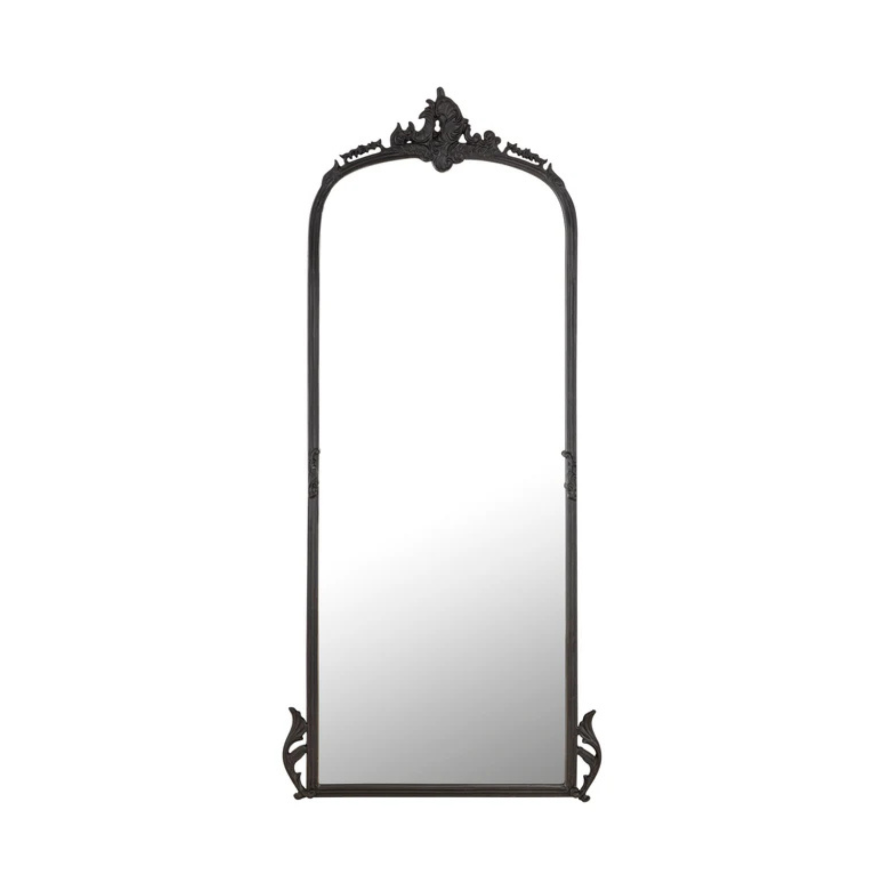 Elegant Victorian Arched Full-Length Wall Mirror with Ornate Detailing