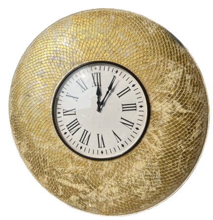Cracked Mosaic Design Wall Clock with Roman Numerals - Artistic Home Décor