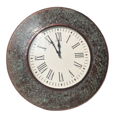 Rustic Green Mosaic Wall Clock with Roman Numerals - Timeless Home Décor - Nestern