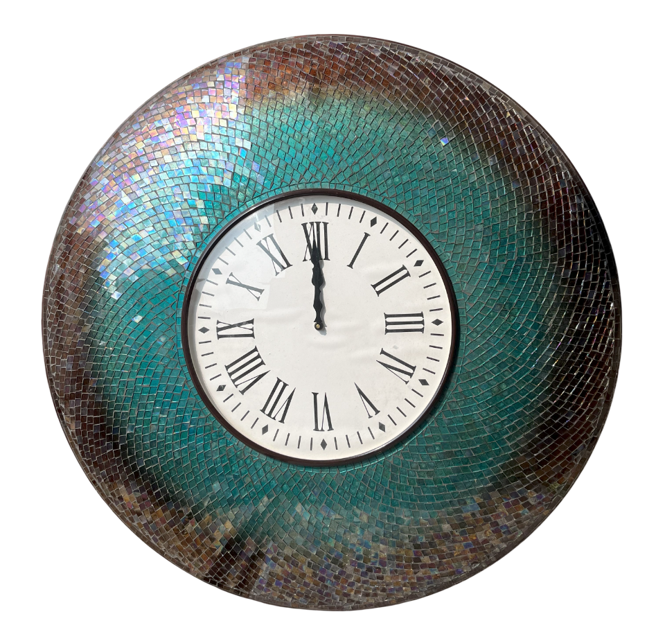 Elegant Mosaic Wall Clock with Roman Numerals - Classic Home Décor