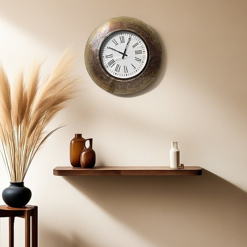 Elegant Mosaic Wall Clock with Roman Numerals - Classic Home Décor - Nestern