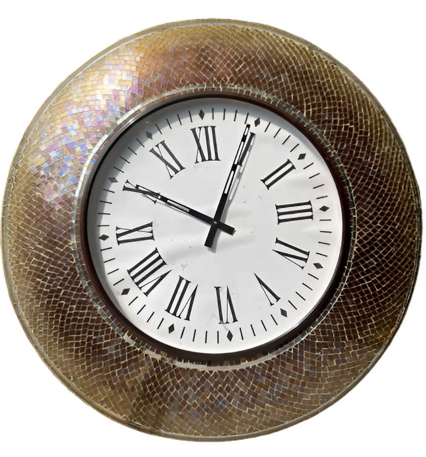 Elegant Mosaic Wall Clock with Roman Numerals - Classic Home Décor - Nestern