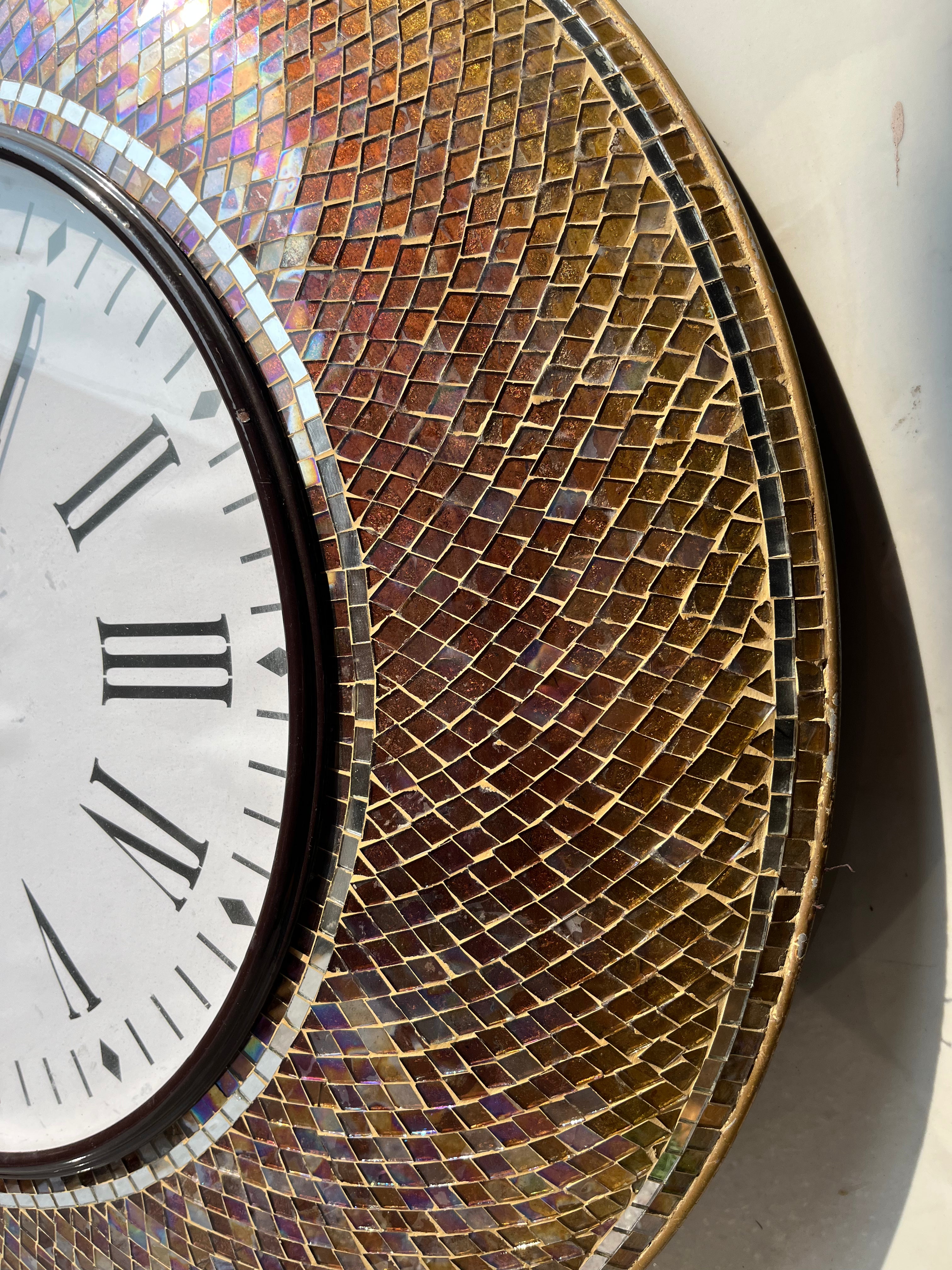 Elegant Mosaic Wall Clock with Roman Numerals - Classic Home Décor - Nestern