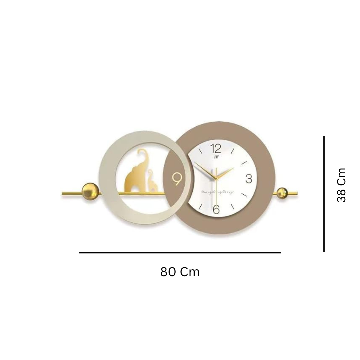 Stylish Wall Clock with Elephant Art – Modern Metal Frame for Living Room & Office Décor