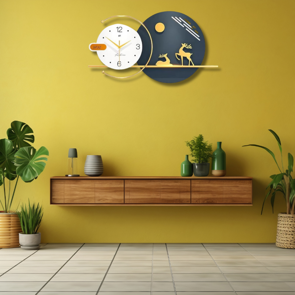 Minimalist Deer Theme Wall Clock – Unique Nature-Inspired Timepiece for Interiors