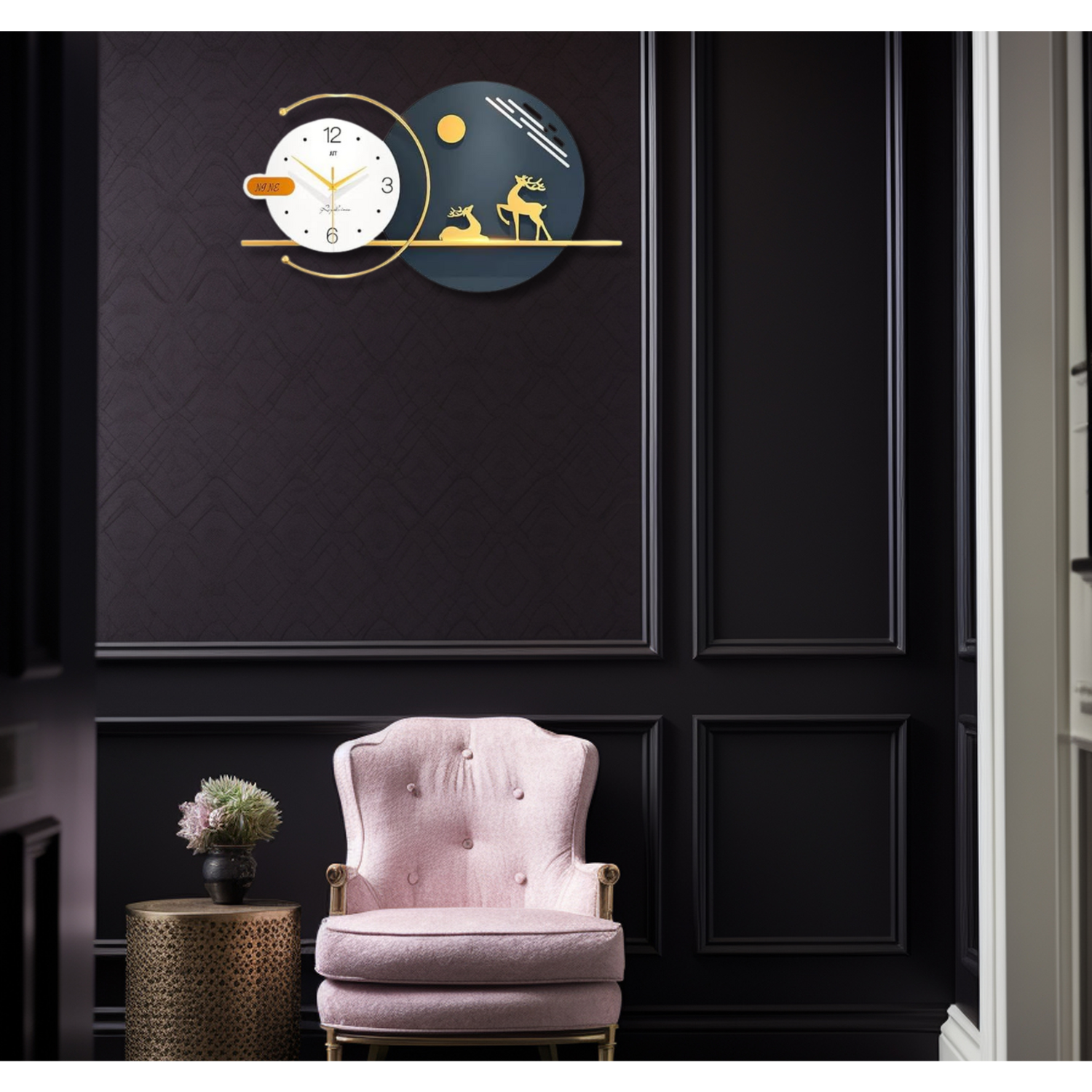 Minimalist Deer Theme Wall Clock – Unique Nature-Inspired Timepiece for Interiors