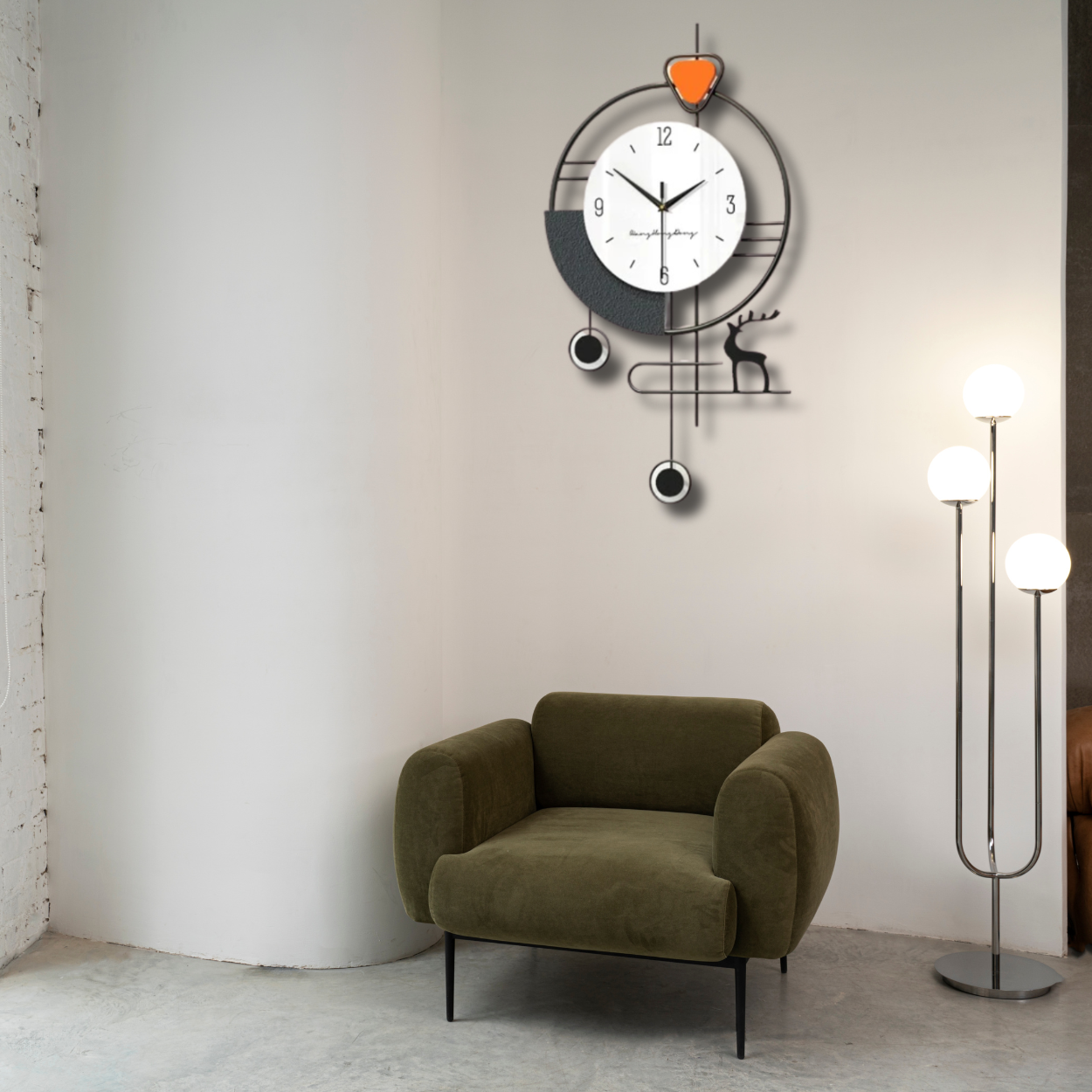Modern Nordic Wall Clock with Creative Deer Design – Silent & Stylish Home Decor
