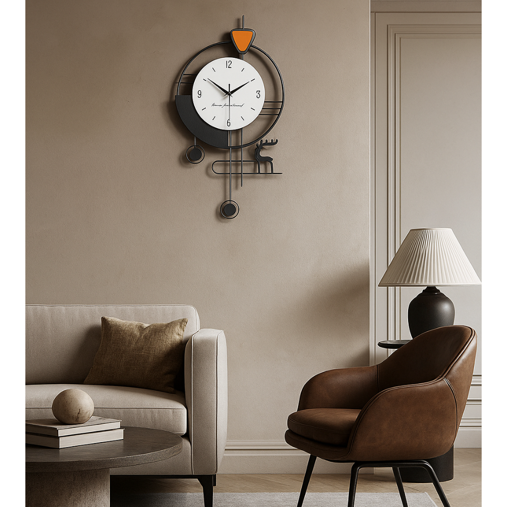 Modern Nordic Wall Clock with Creative Deer Design – Silent & Stylish Home Decor