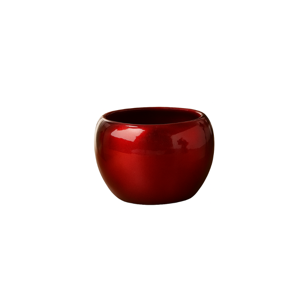 Glossy Ceramic Apple Planter with Indoor Plant – Elegant Table Decor