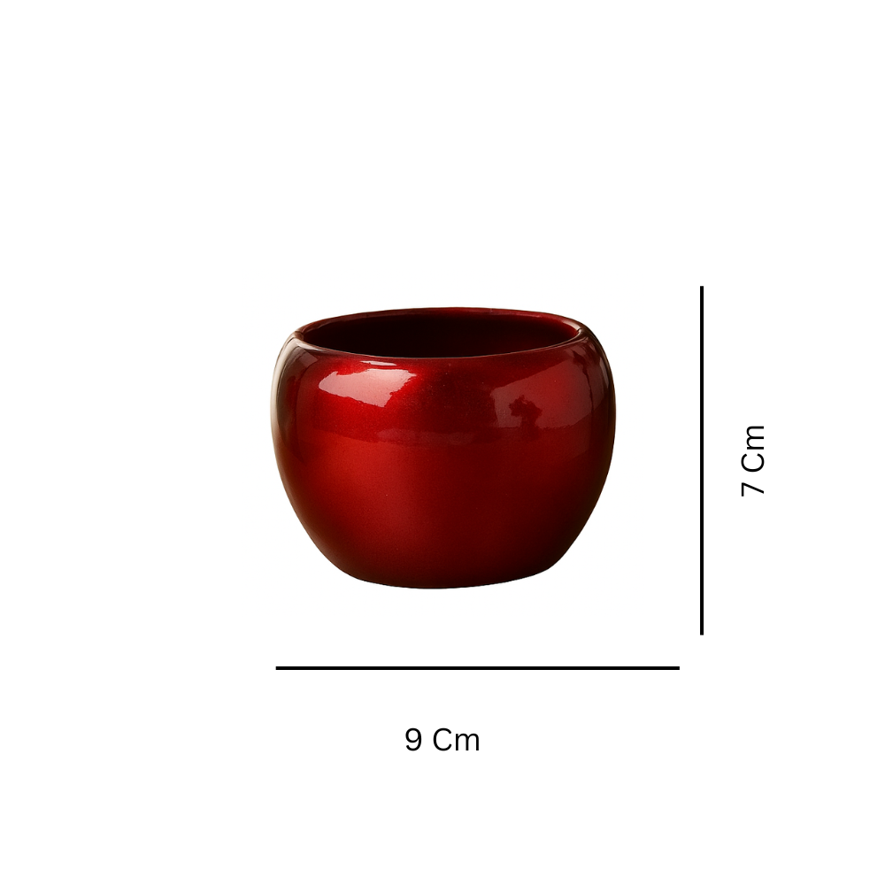 Glossy Ceramic Apple Planter with Indoor Plant – Elegant Table Decor