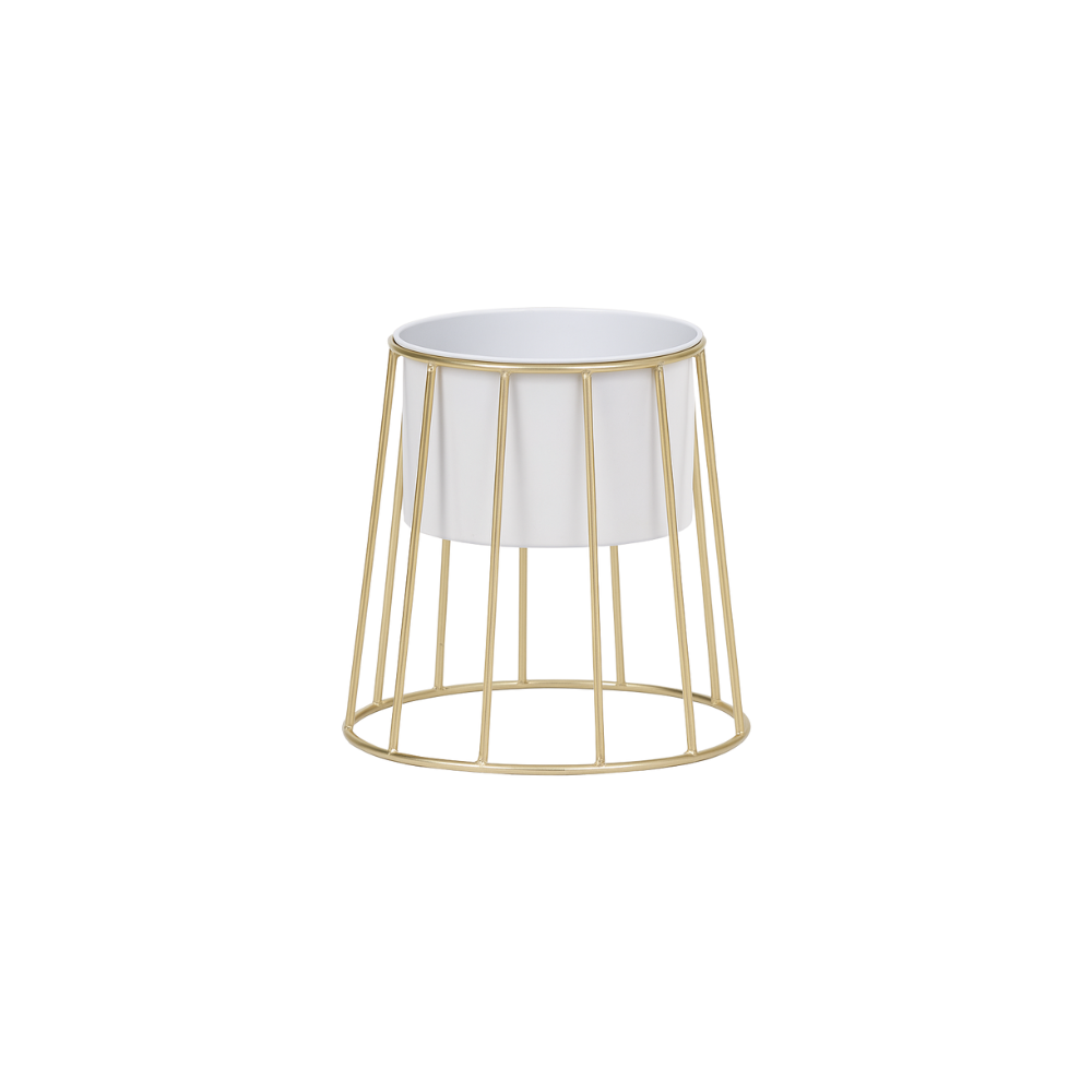 Modern Black Planter with Golden Metal Stand – Stylish Indoor Decor Pot