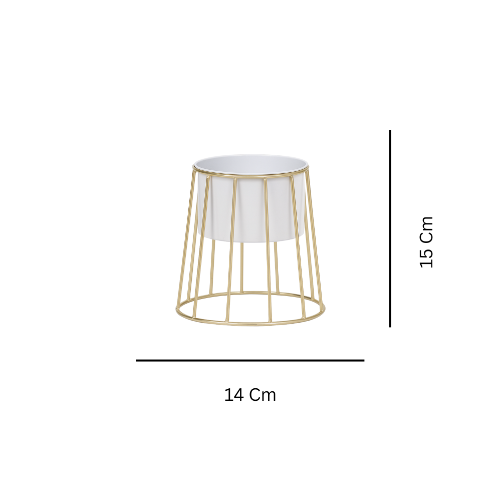 Modern Black Planter with Golden Metal Stand – Stylish Indoor Decor Pot