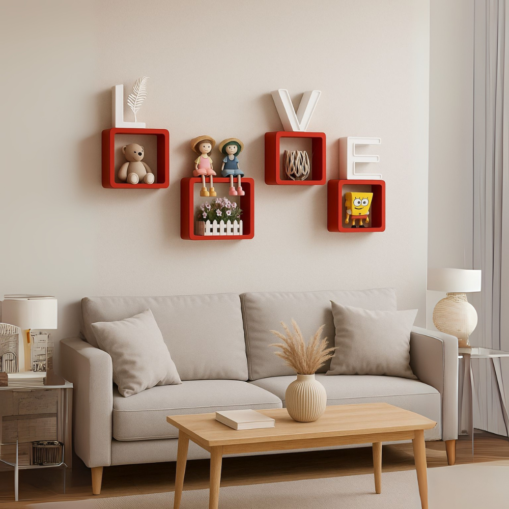 LOVE Wall Shelves Set - Decorative Storage For Living Room & Bedroom