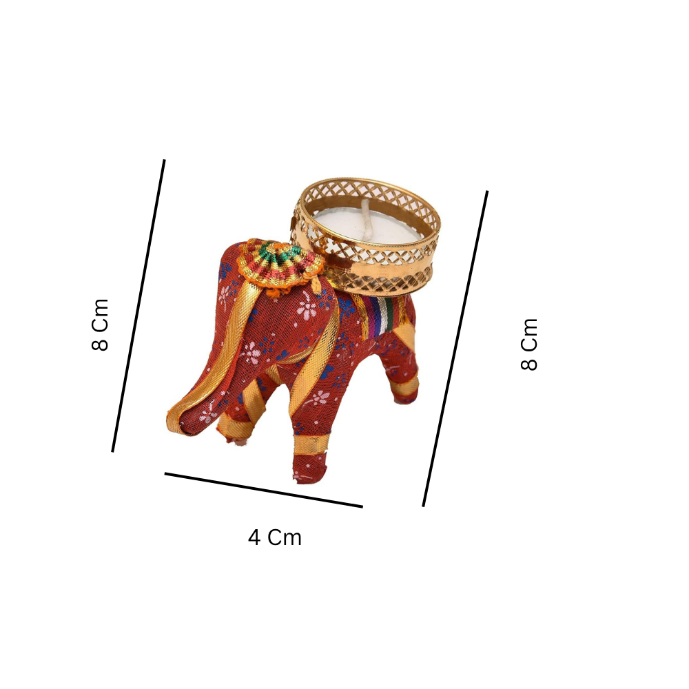 Handcrafted Elephant Tealight Holder — Colorful Home Decor Candle Stand (Set of 6)