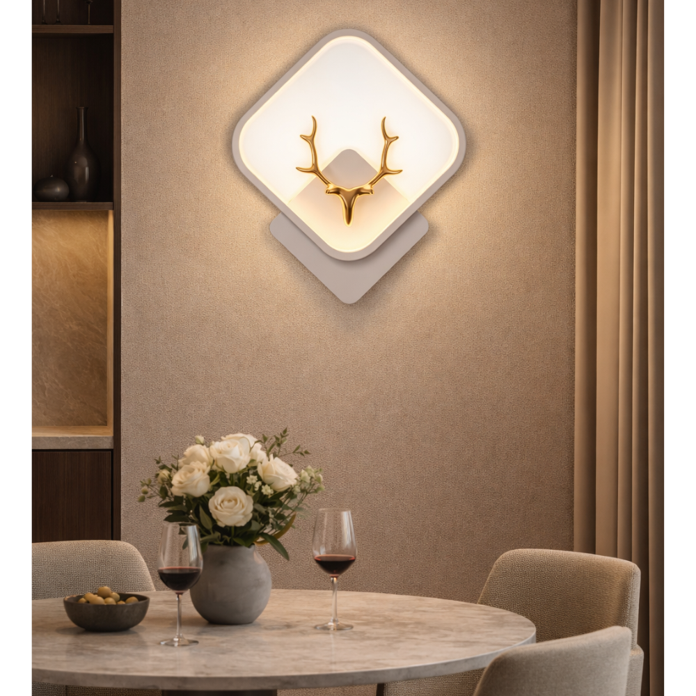 Modern Deer Antler LED Wall Light with 3 Color Modes Feature for Living Room & Bedroom - White