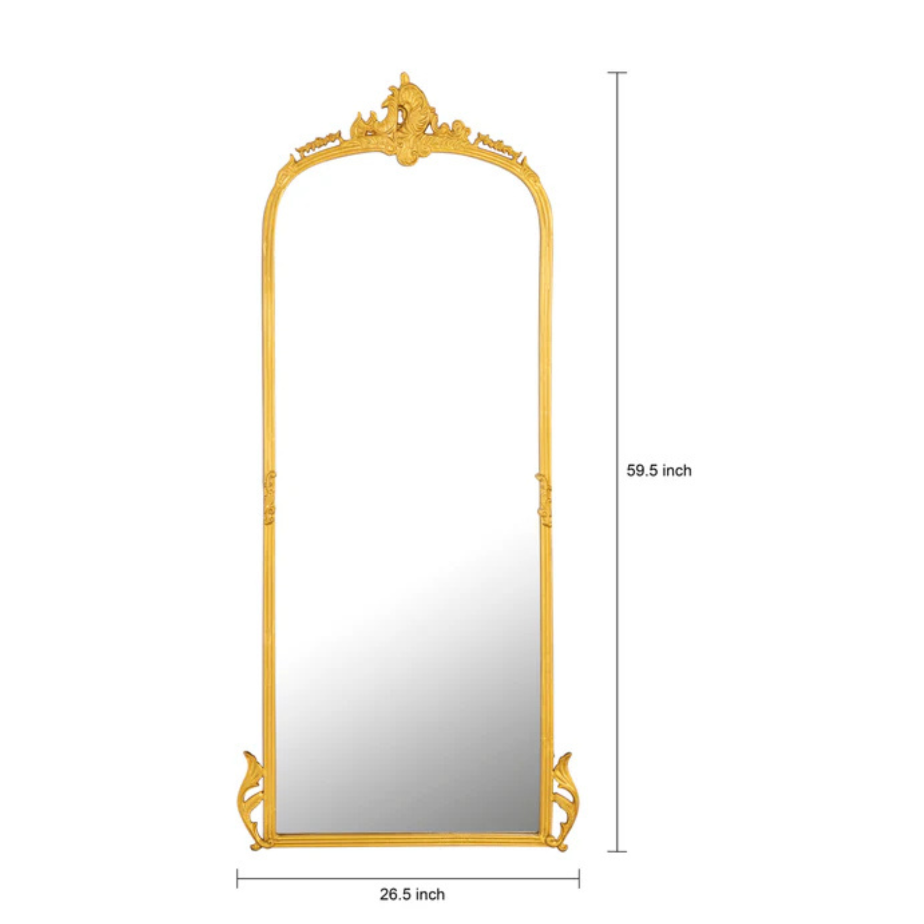 Elegant Victorian Arched Full-Length Wall Mirror with Ornate Detailing