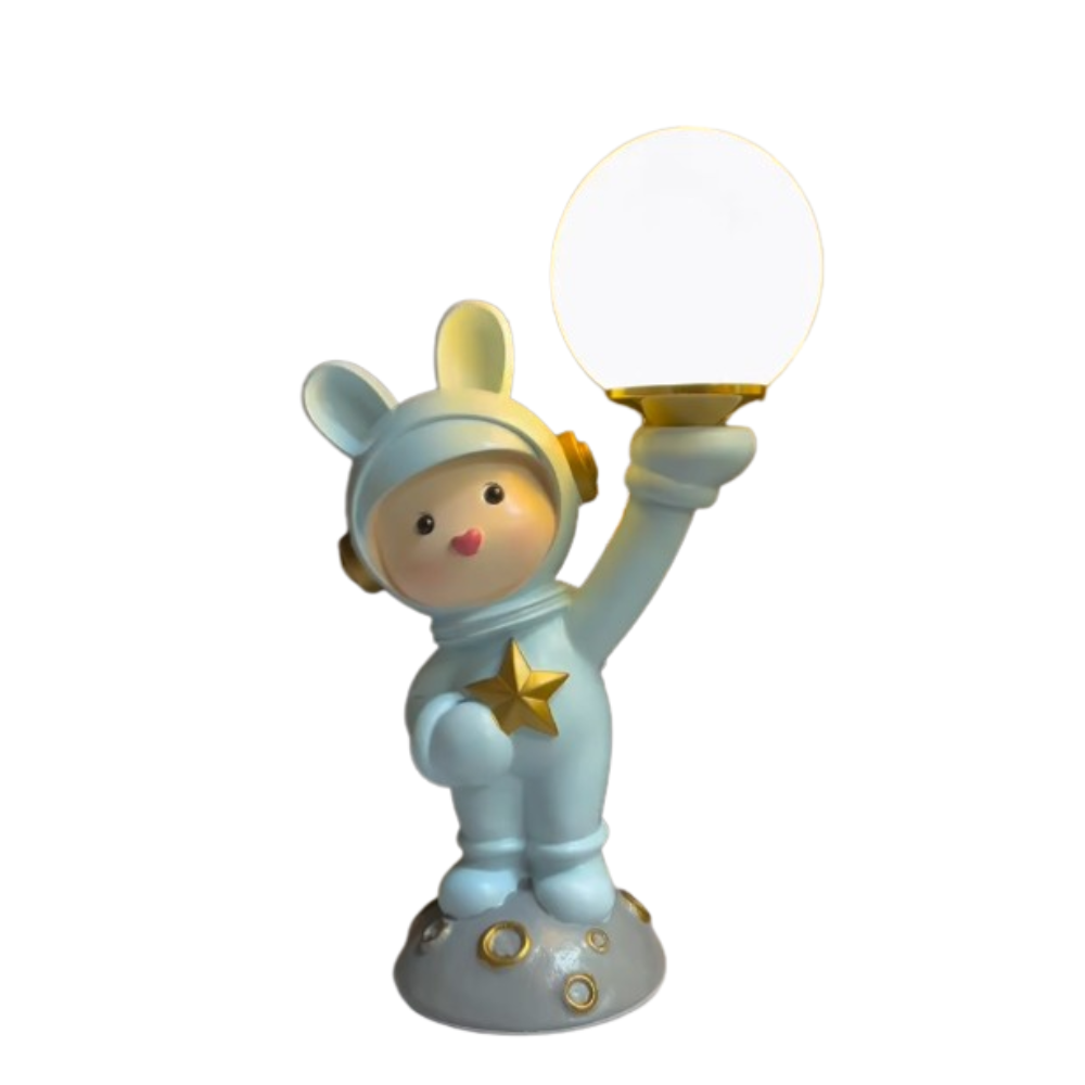 Adorable Astronaut Bunny Table Lamp – Resin Space-Themed Night Light | Model 6118