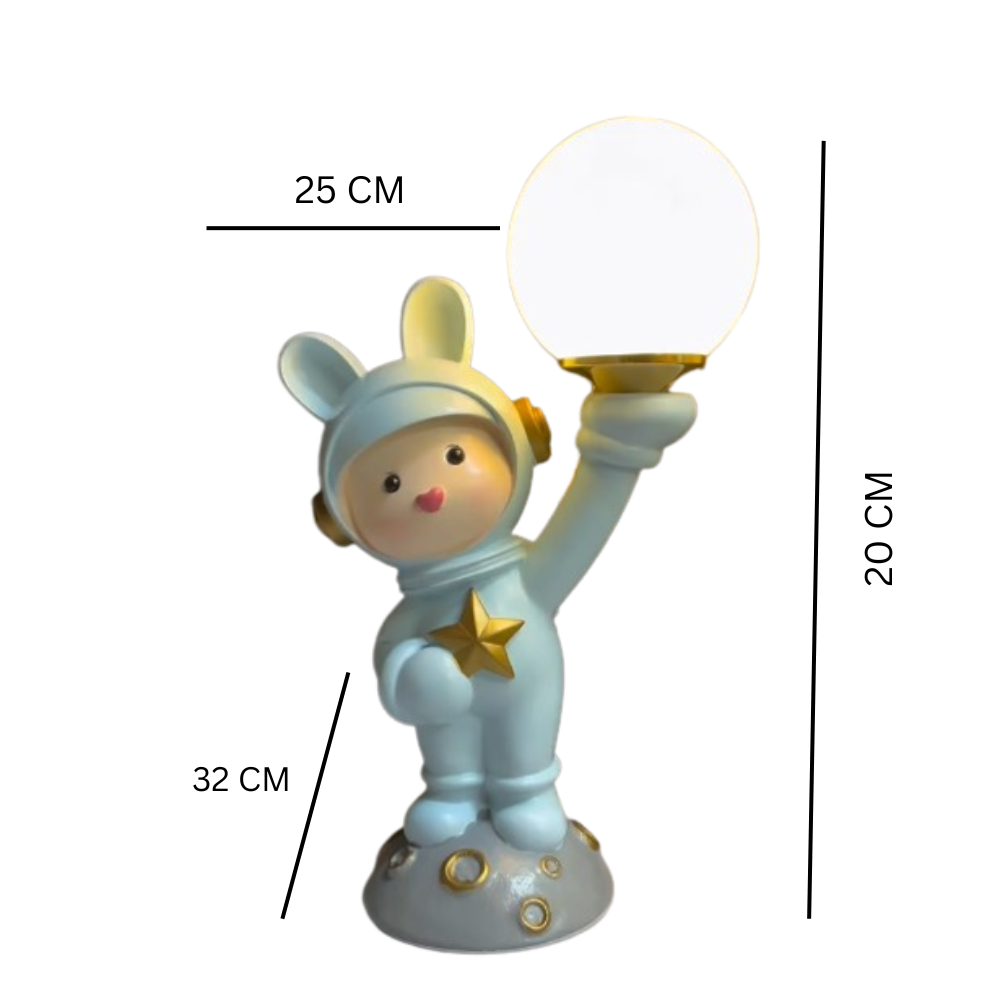 Adorable Astronaut Bunny Table Lamp – Resin Space-Themed Night Light | Model 6118