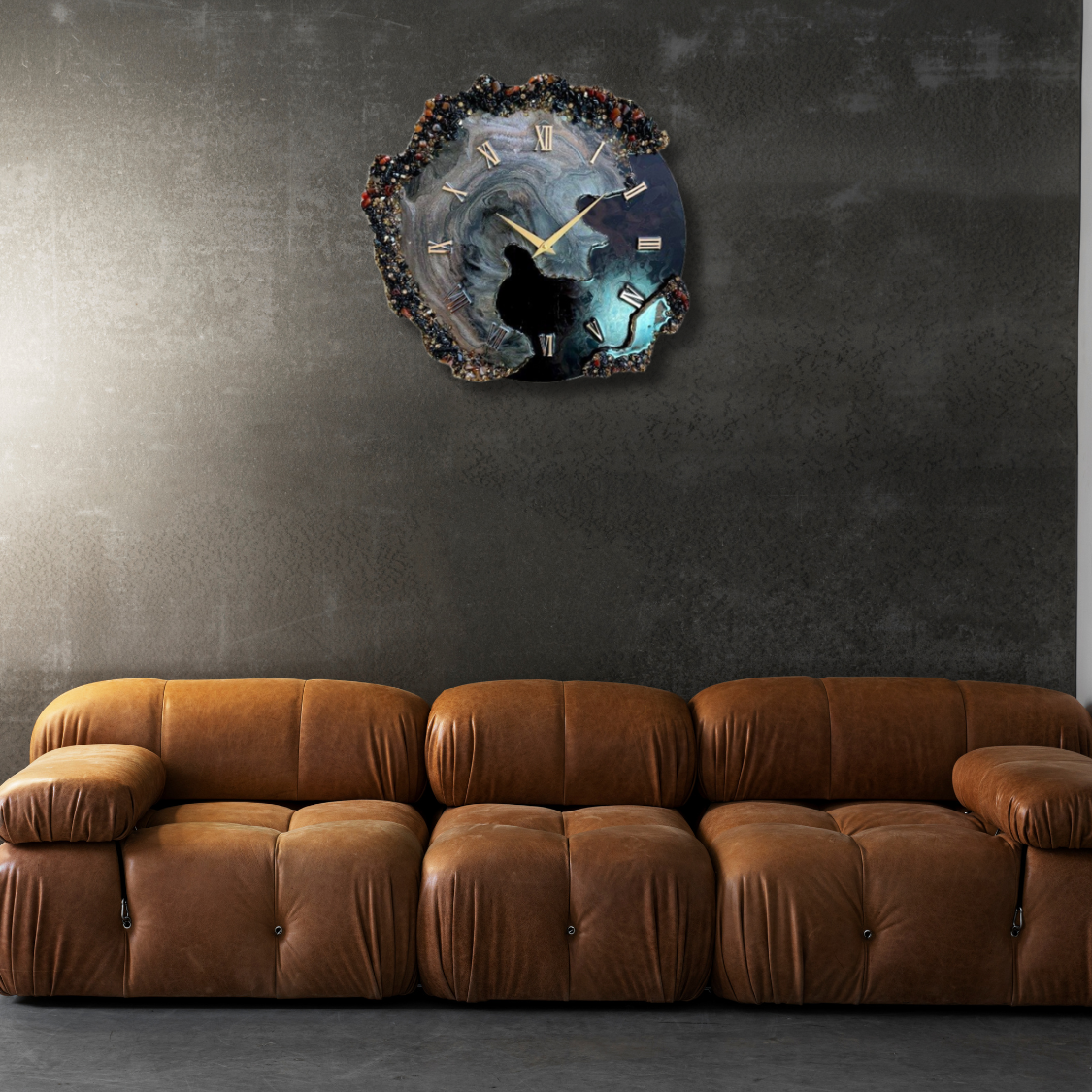 Seamless Design Resin Wall Clock, Purple & Maroon Agate with Fine Finish