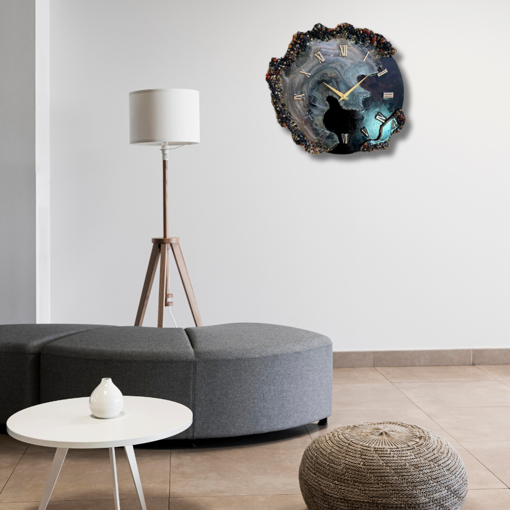 Seamless Design Resin Wall Clock, Purple & Maroon Agate with Fine Finish