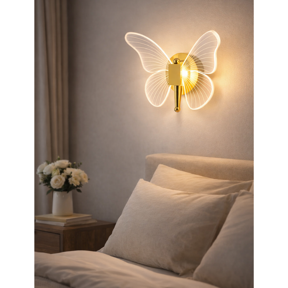 Butterfly LED Wall Light with 3 Color LED – Elegant Modern Decorative Wall Lamp for Bedroom & Living Room