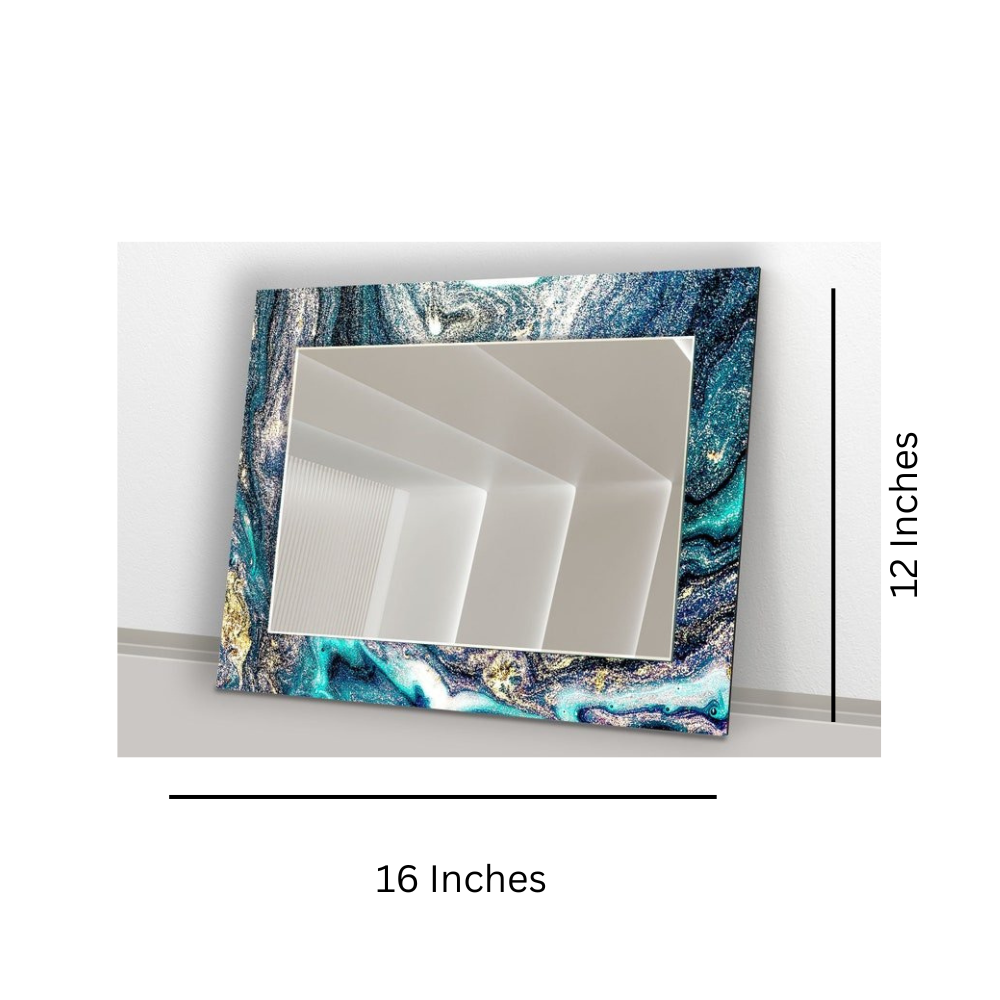 Sleek Blue Rectangular Mirror – Modern Elegance for Any Space