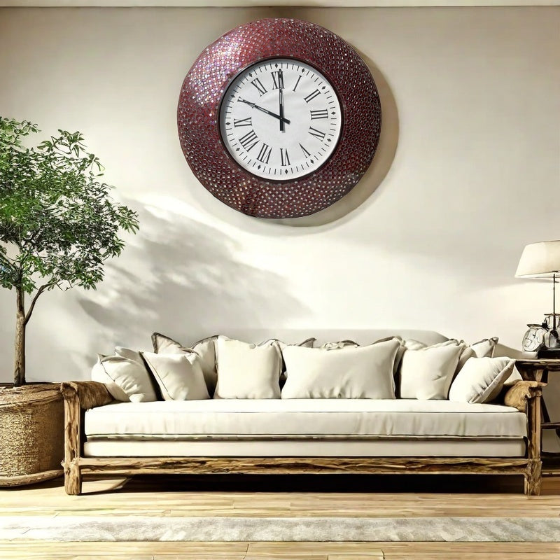 Elegant Mosaic Wall Clock with Roman Numerals - Classic Home Décor