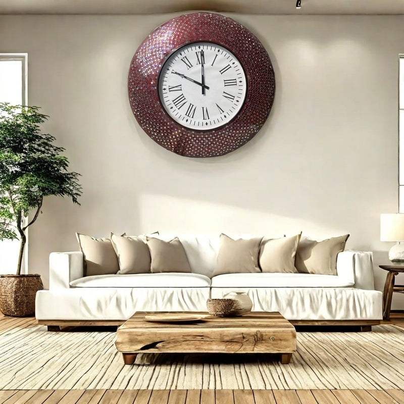 Elegant Mosaic Wall Clock with Roman Numerals - Classic Home Décor