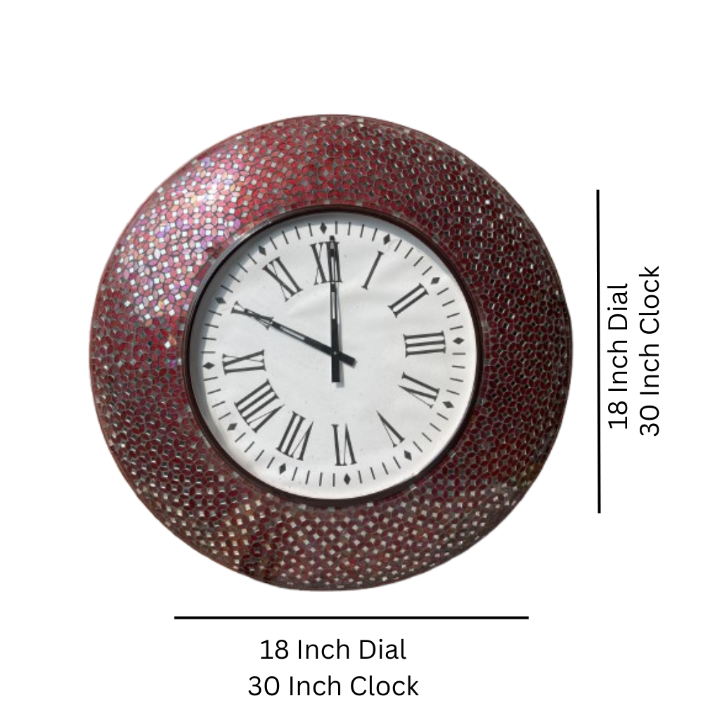 Elegant Mosaic Wall Clock with Roman Numerals - Classic Home Décor