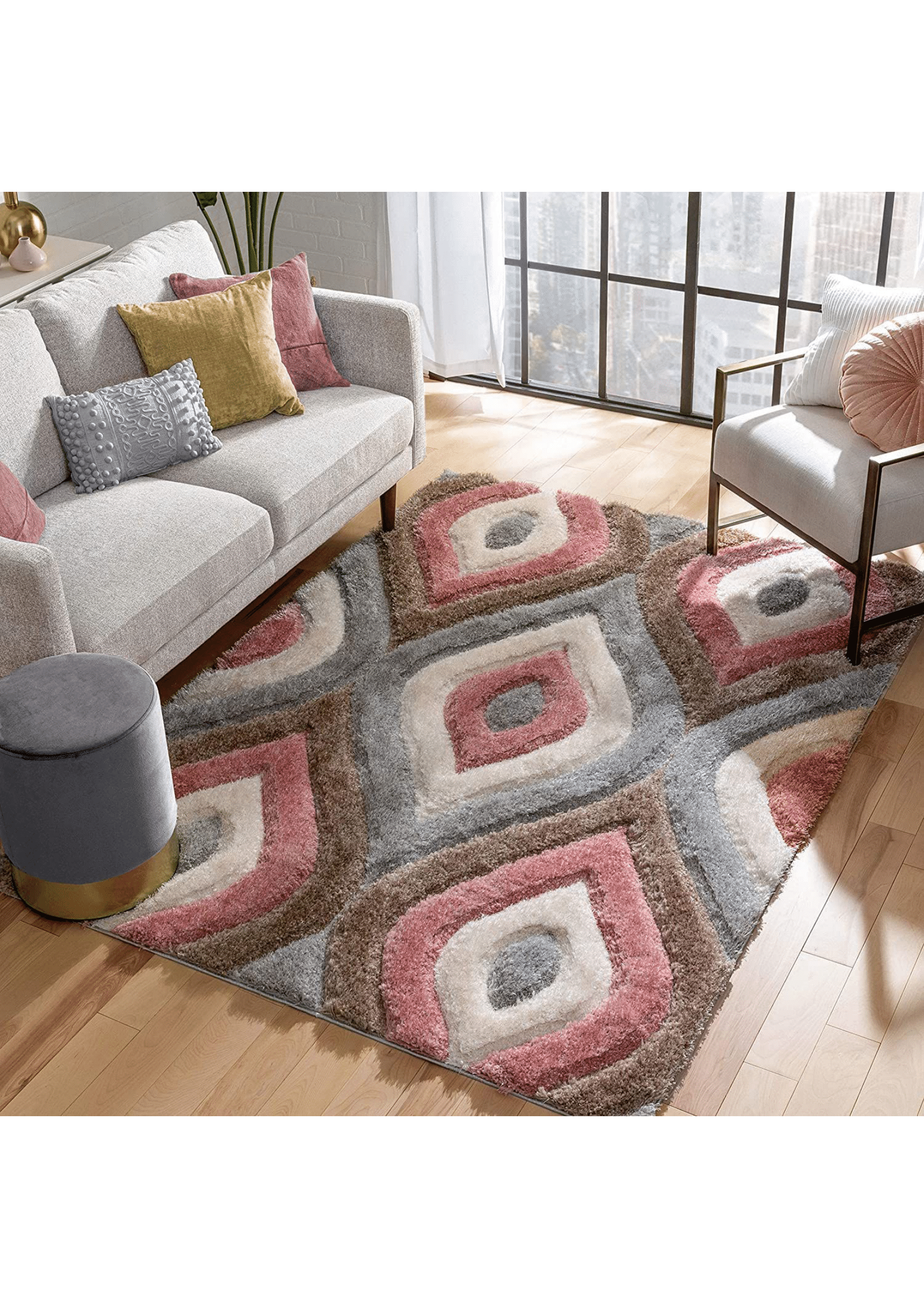 Abstract Elegance: Gray Geometric Rug - Nestern