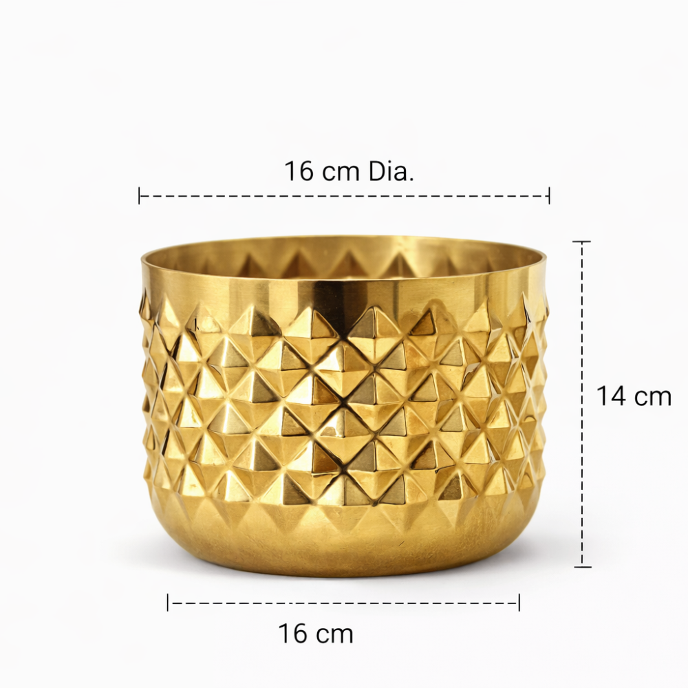 Pineapple Texture Gold Metal Flower Pot – Decorative Indoor Table Vase for Home Décor
