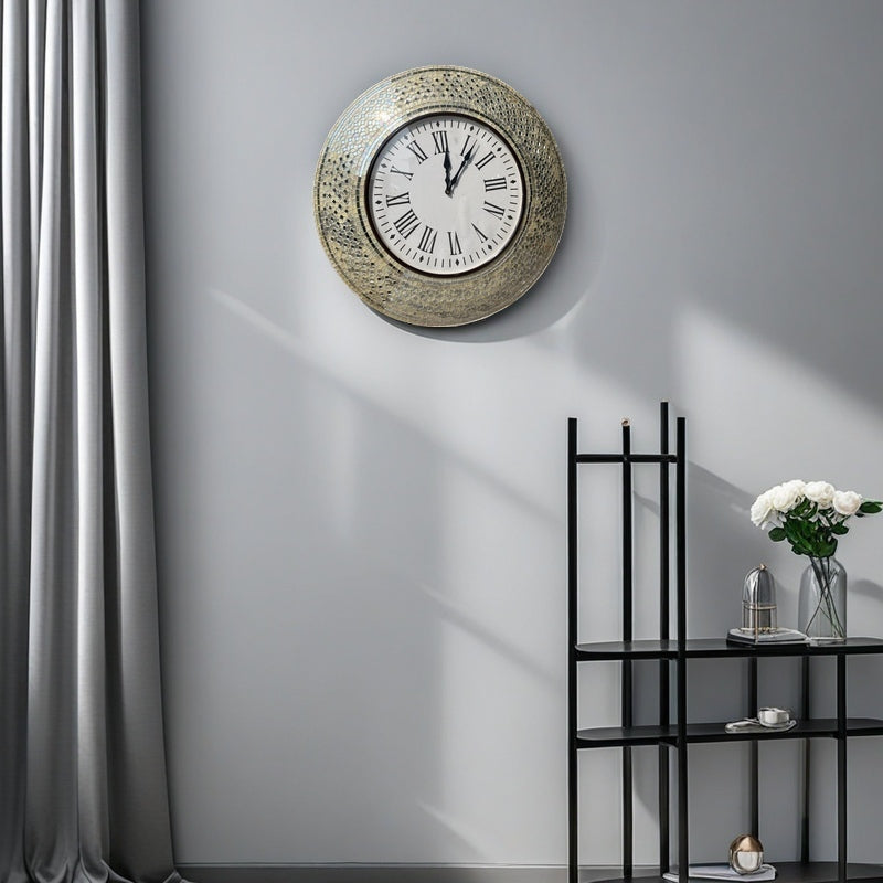 Mosaic Wall Clock with Roman Numerals - Timeless Home Décor