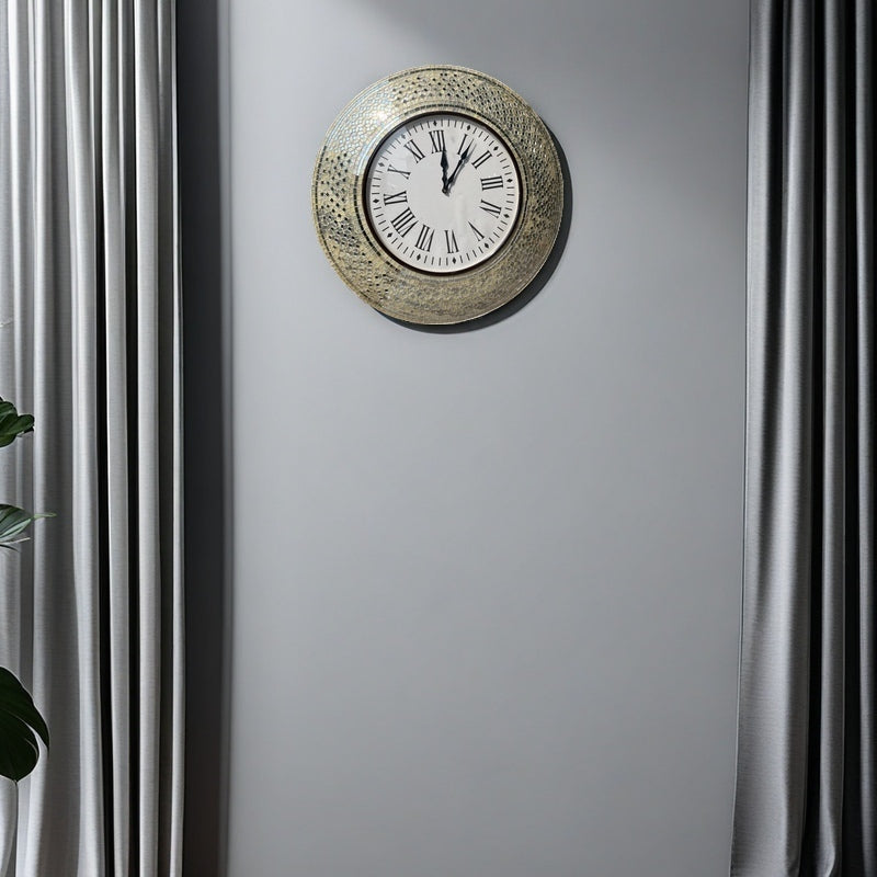 Mosaic Wall Clock with Roman Numerals - Timeless Home Décor
