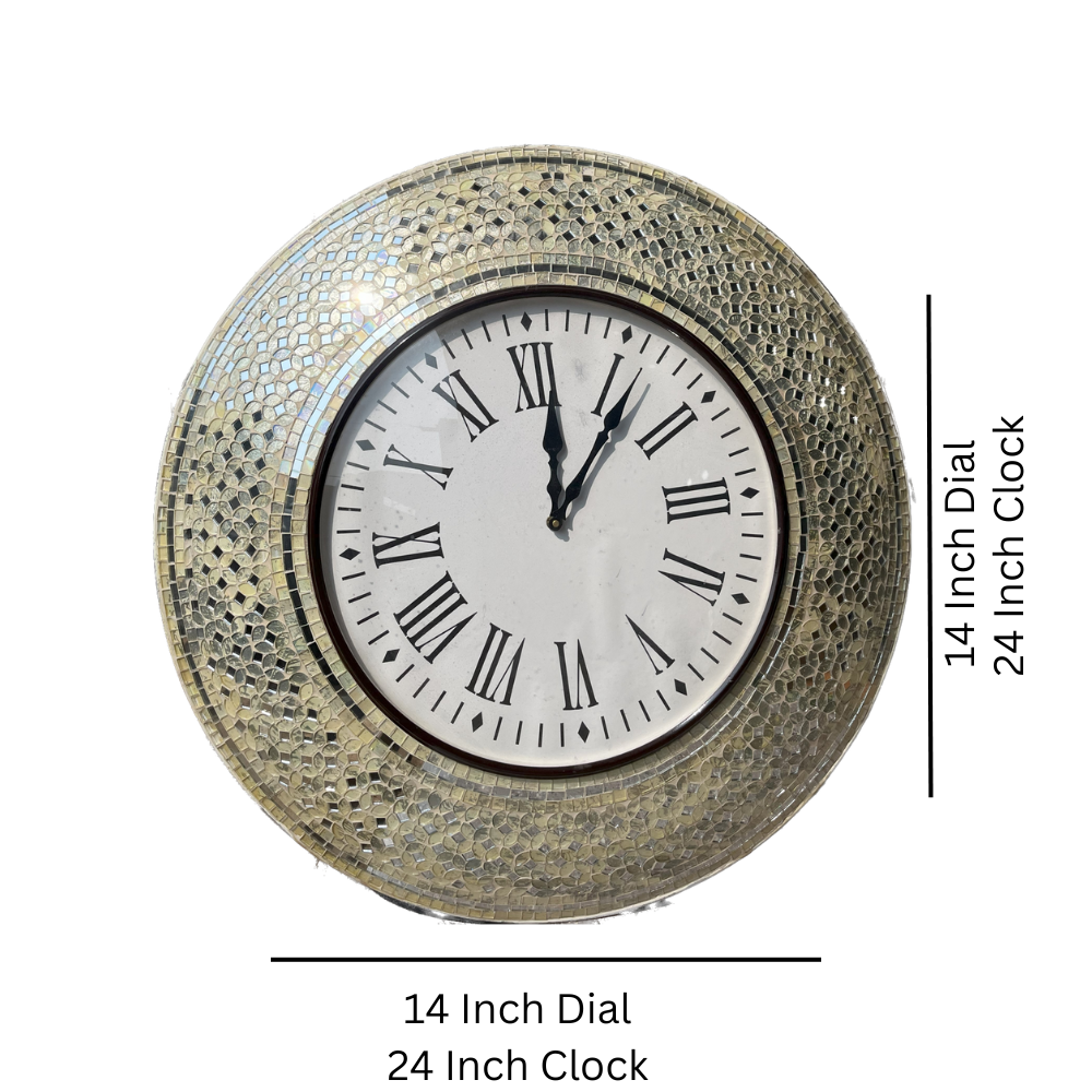 Mosaic Wall Clock with Roman Numerals - Timeless Home Décor