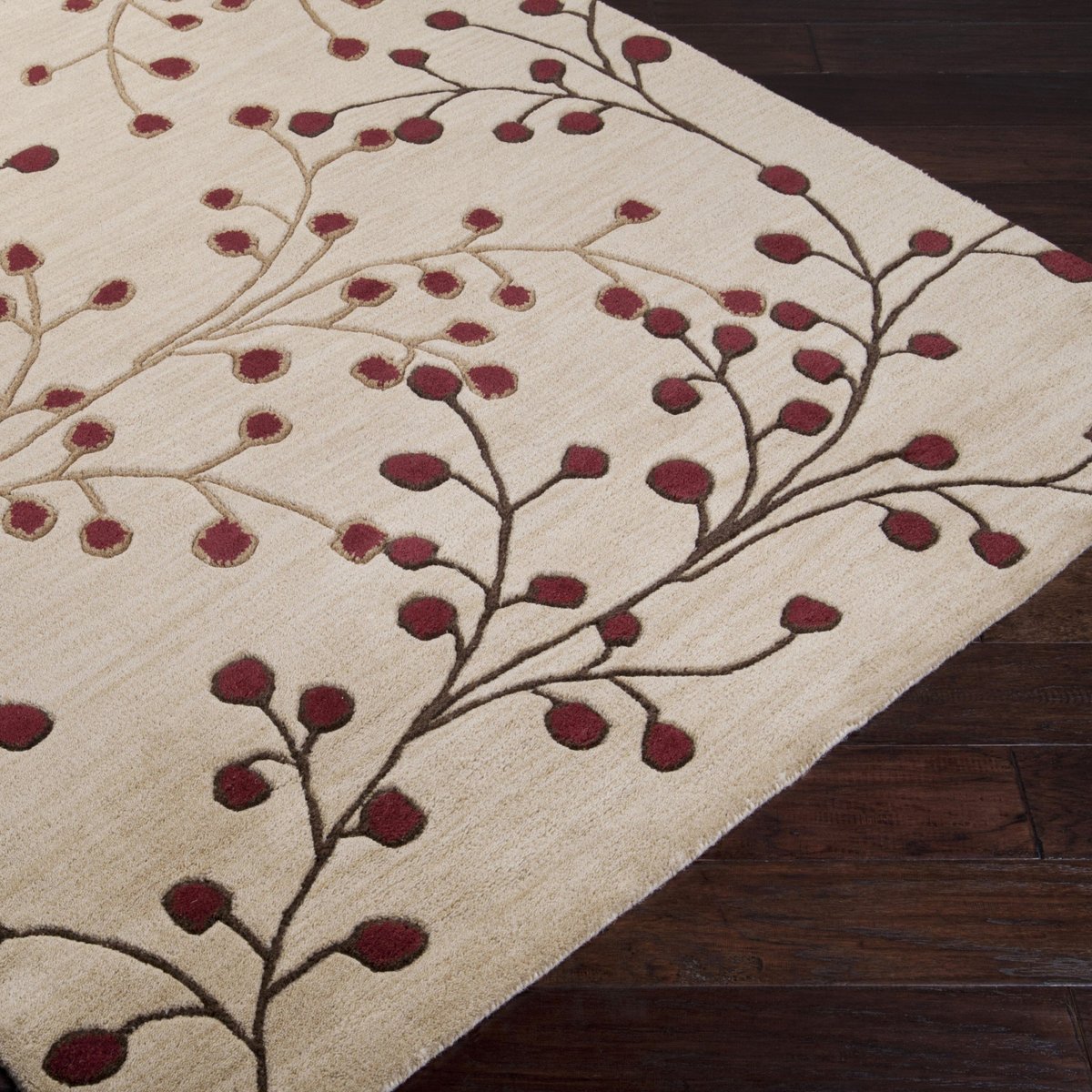 Artistic Floral Branch Design Wool Area Rug - Switzerland Wool Collections - Custom Sizes - Nestern