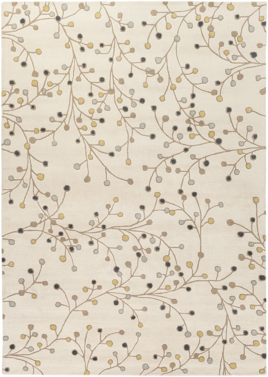 Artistic Floral Branch Design Wool Area Rug - Switzerland Wool Collections - Custom Sizes - Nestern