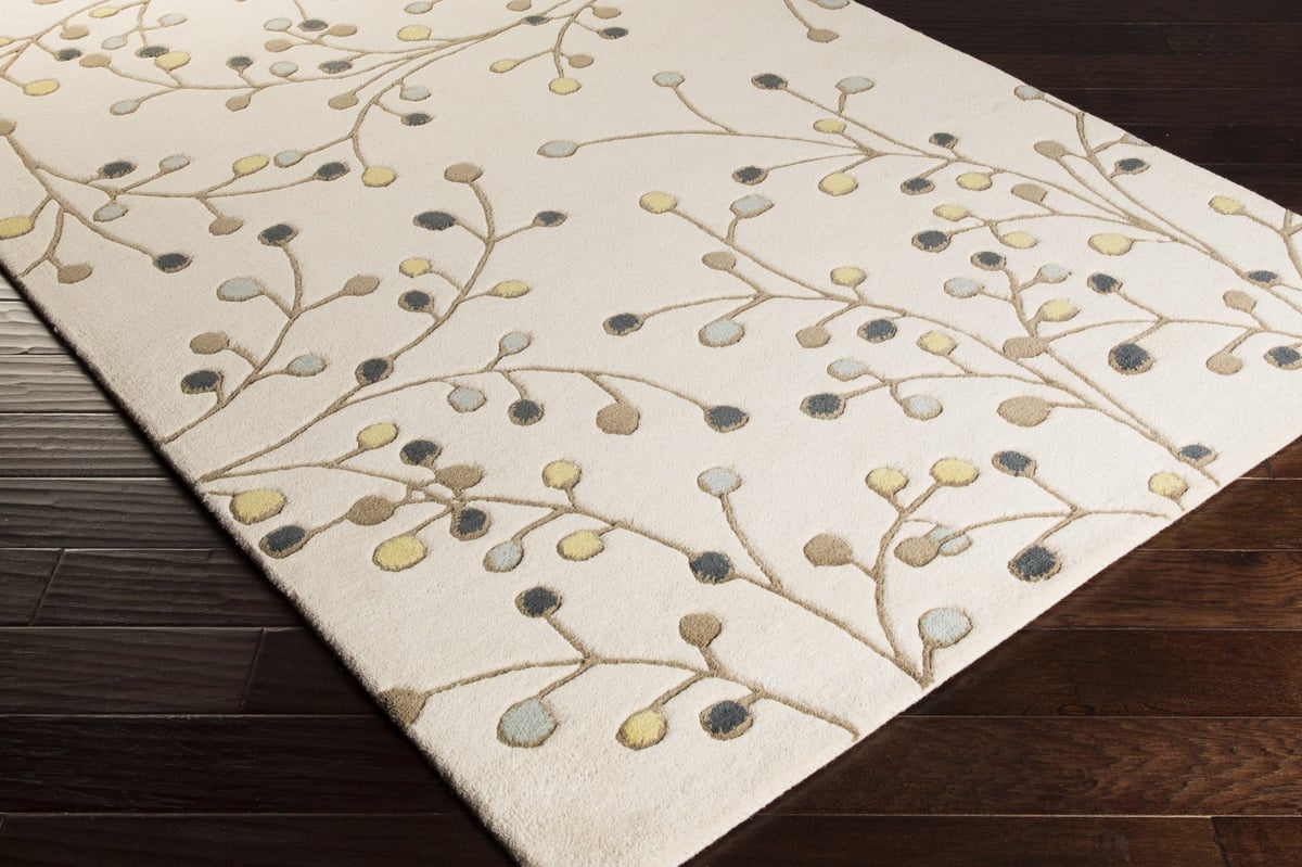 Artistic Floral Branch Design Wool Area Rug - Switzerland Wool Collections - Custom Sizes - Nestern