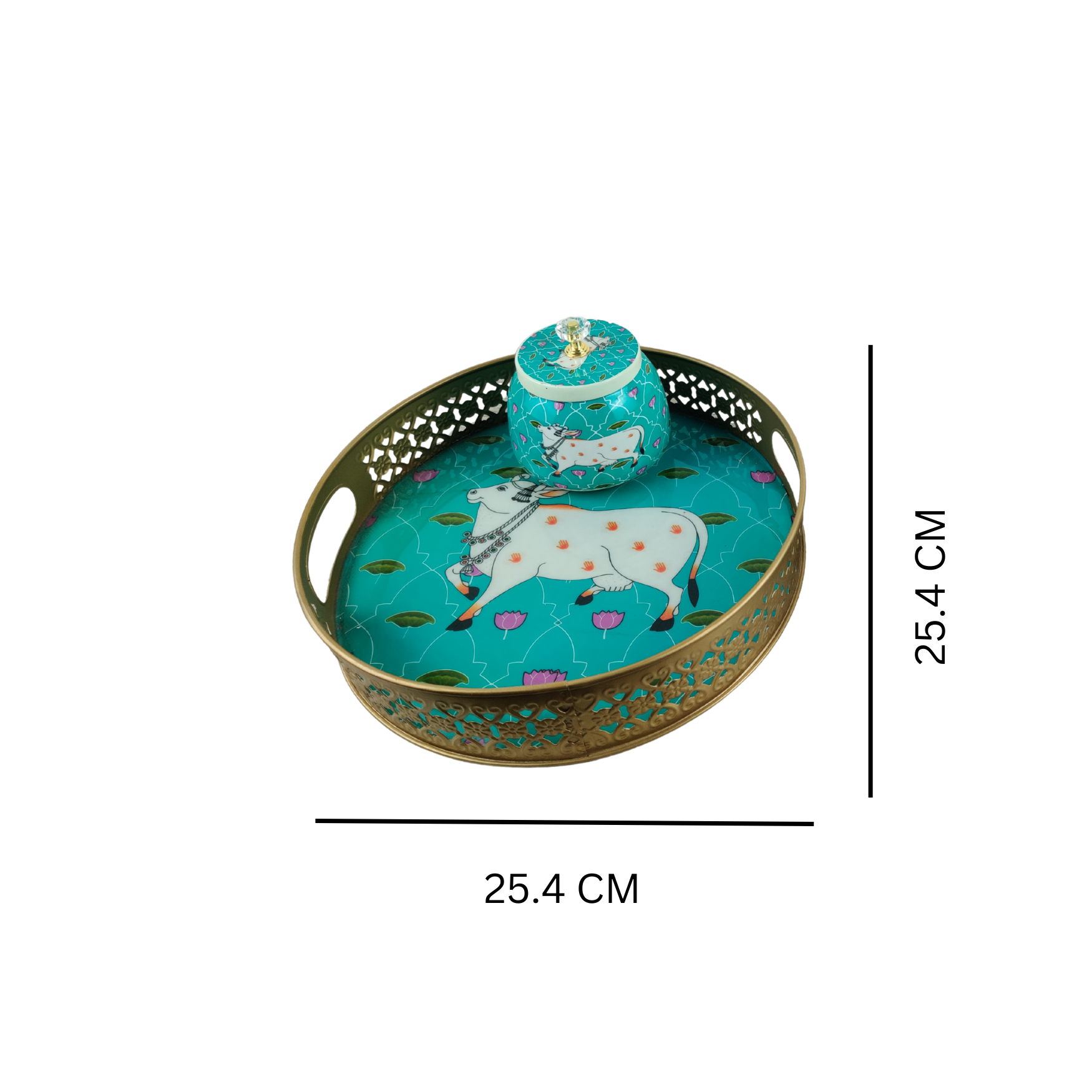 Graceful Cow-Themed Decorative Tray & Jar – A Blend of Tradition & Elegance - Nestern