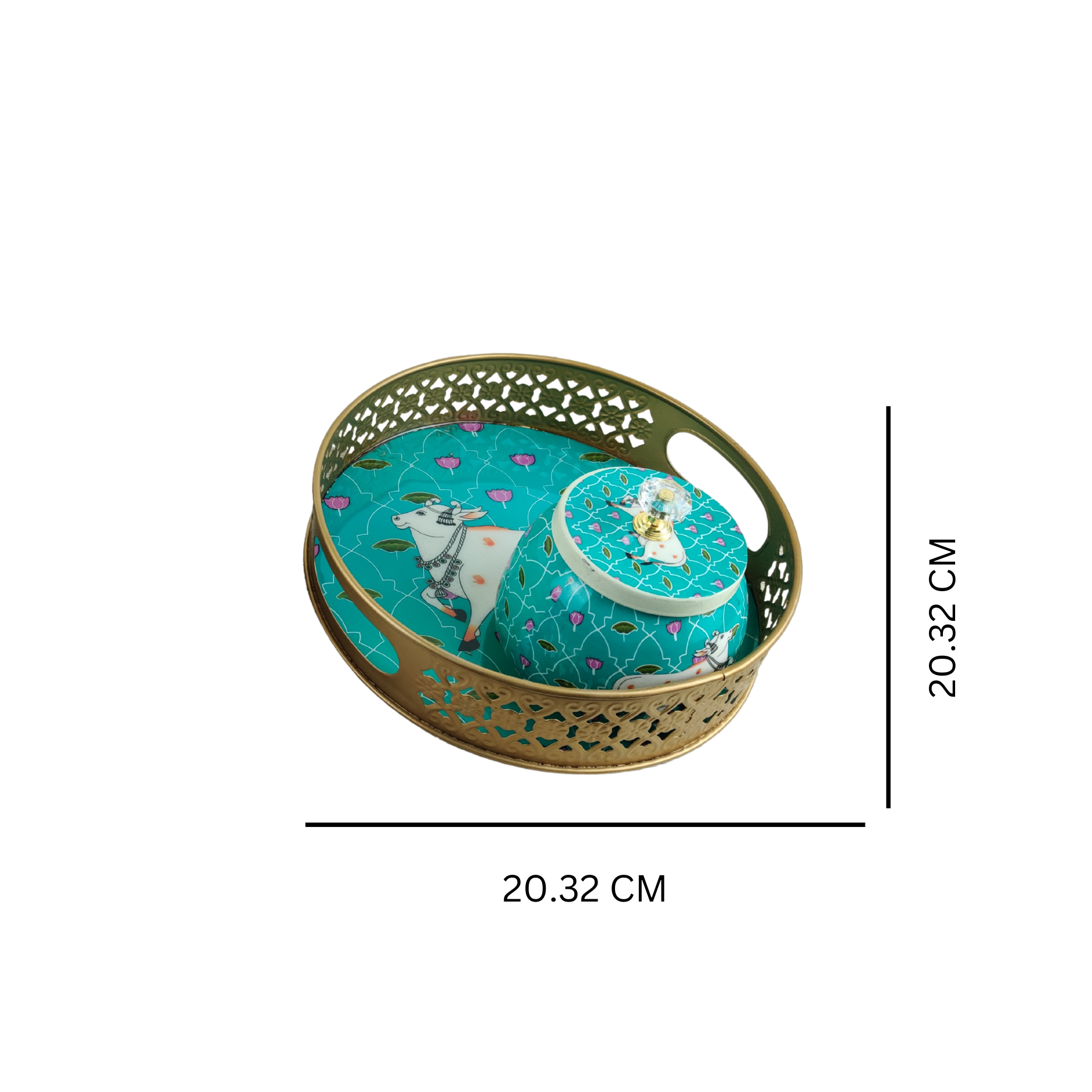 Graceful Cow-Themed Decorative Tray & Jar – A Blend of Tradition & Elegance - Nestern