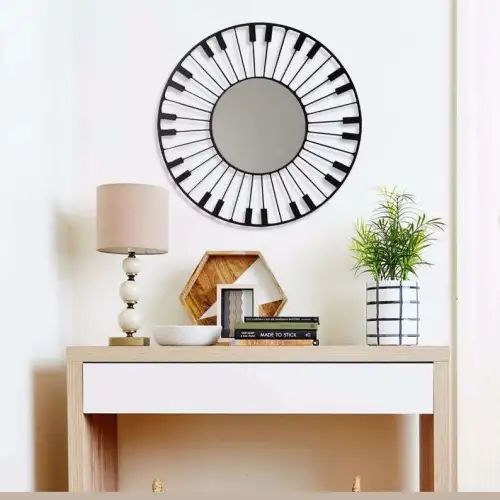 Vintage Style Distressed Black Metal Framed Mirror