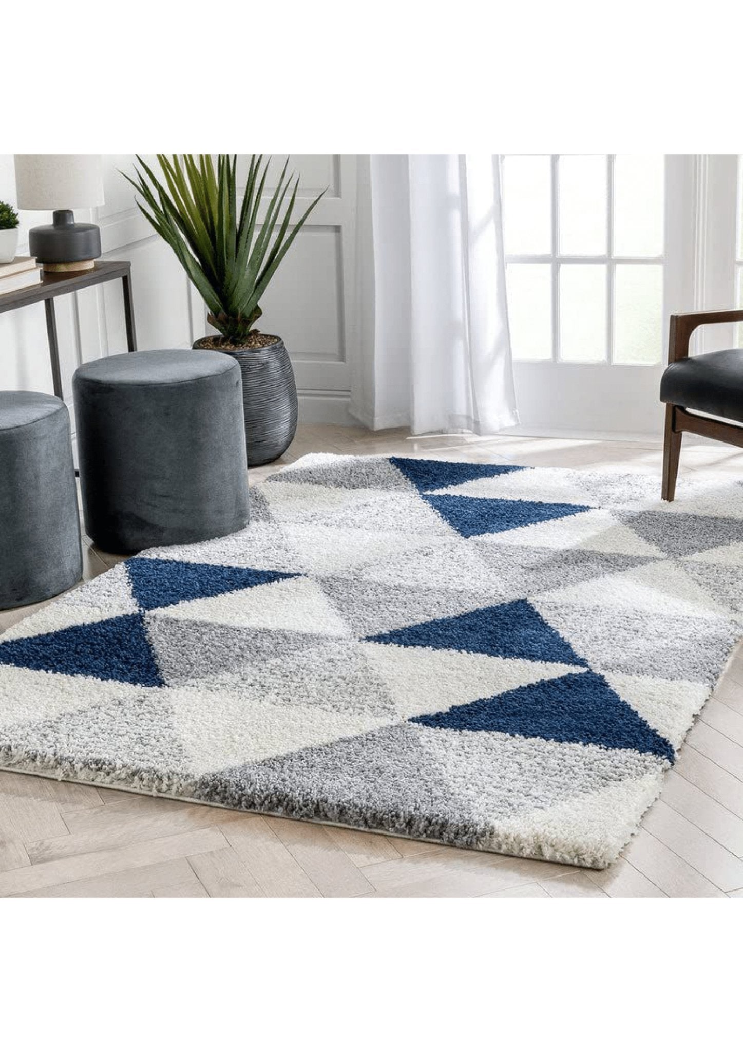 Blue Harmony Geometric Rug - Nestern