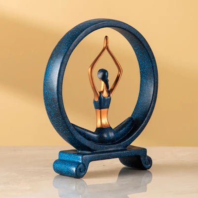 Blue Yoga Lady Figurine in Namaskar Mudra Pose - Nestern