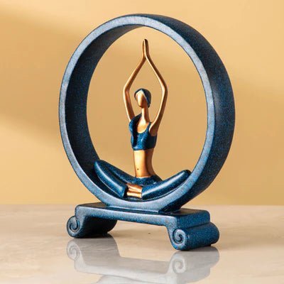 Blue Yoga Lady Figurine in Namaskar Mudra Pose - Nestern
