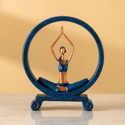 Blue Yoga Lady Figurine in Namaskar Mudra Pose - Nestern