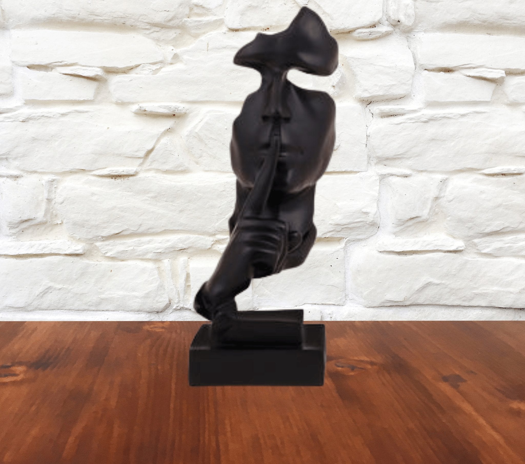 Bold Black Abstract Man Face Sculpture - Nestern