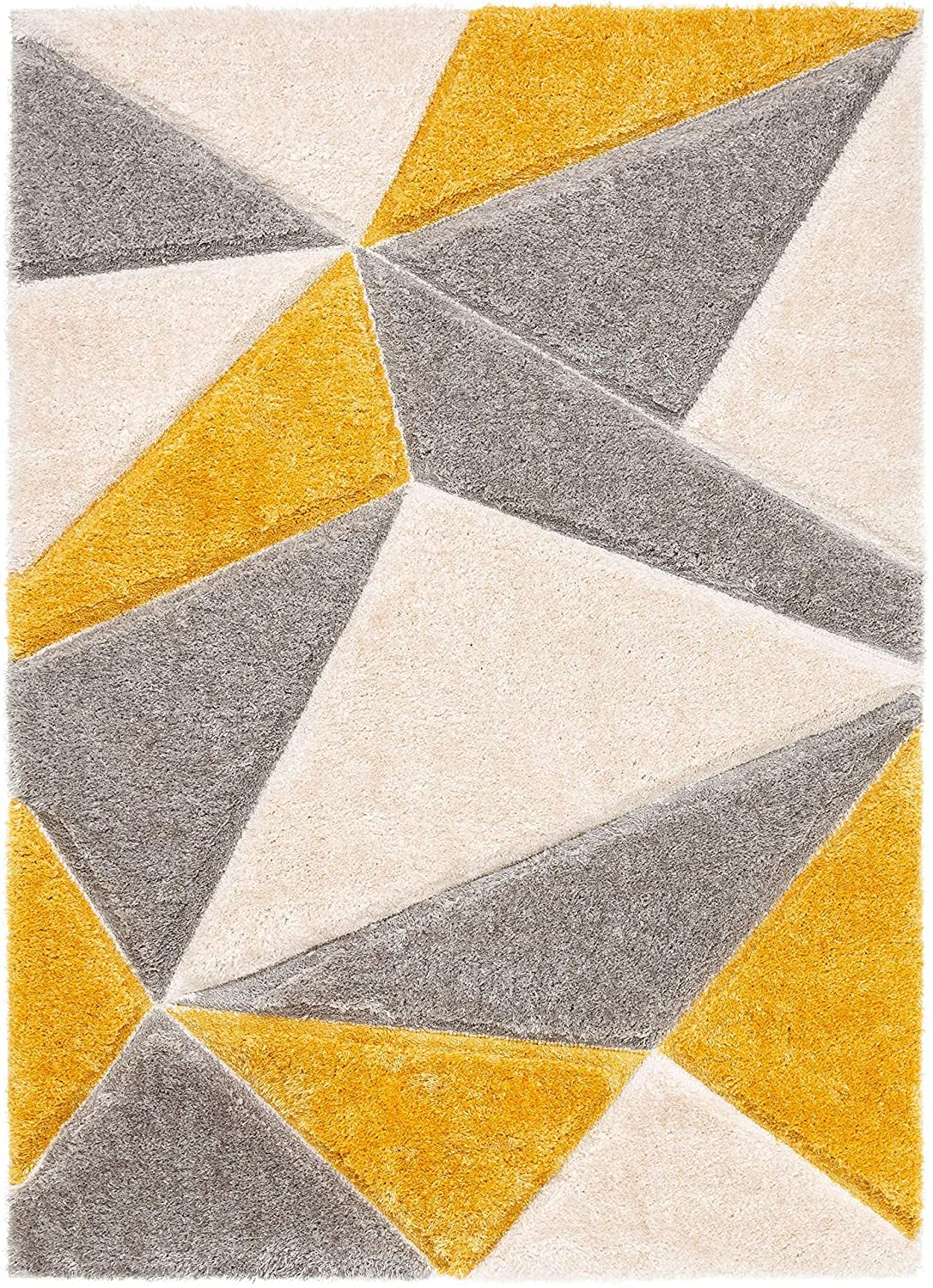Contemporary Geometric Yellow and Grey Area Rug - Nestern