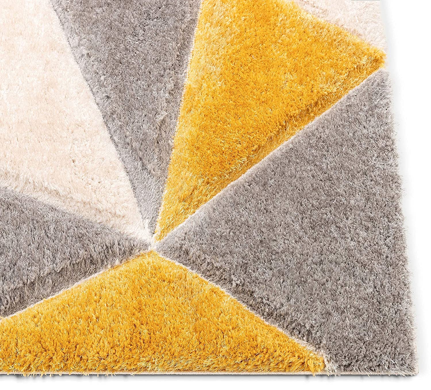 Contemporary Geometric Yellow and Grey Area Rug - Nestern