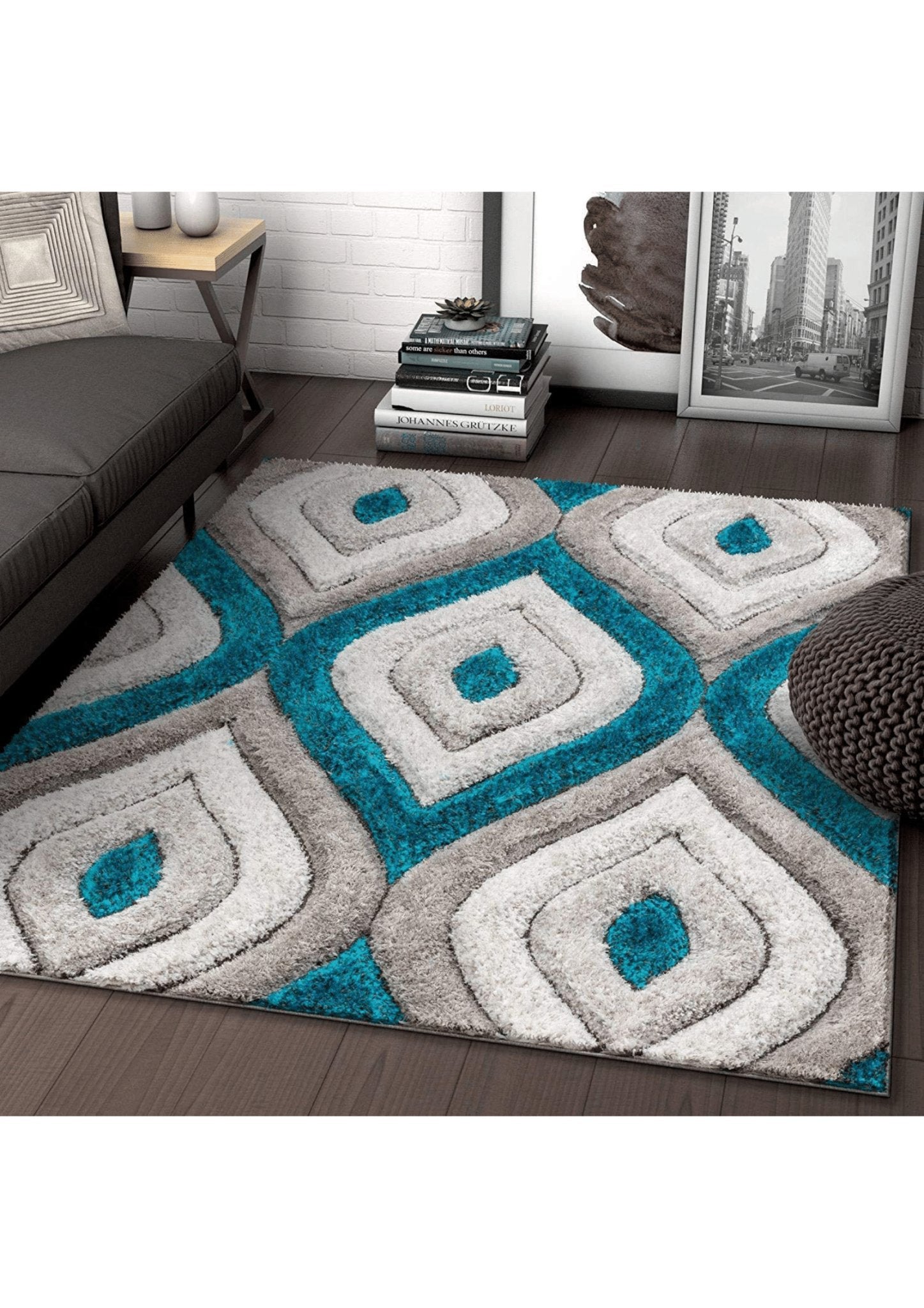 Contemporary Gray Geometric Rug - Nestern