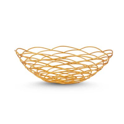 Curled Petal Golden Fruit Serving Tray - Nestern