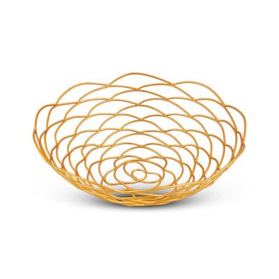 Curled Petal Golden Fruit Serving Tray - Nestern
